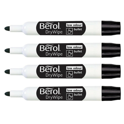 Berol Drywipe Whiteboard Markers Bullet Tip - Pack Of 4