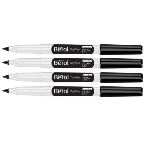 Berol Drywipe Whiteboard Markers Fine Tip - Pack Of 4