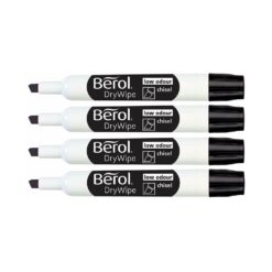 Berol Drywipe Whiteboard Markers Think Chisel Tip - Pack Of 4