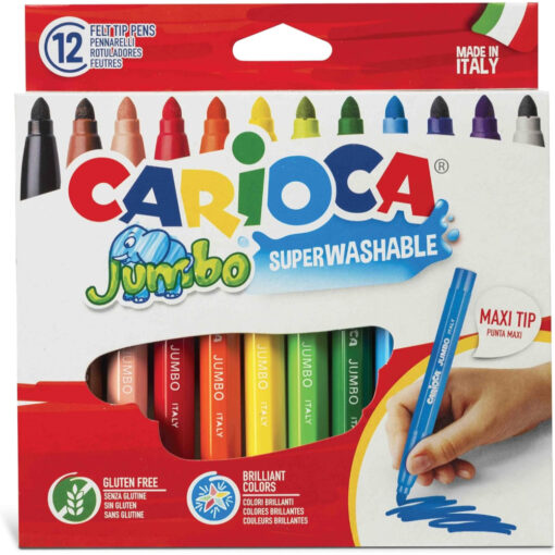 Carioca Jumbo 12 Super Washable Colouring Markers