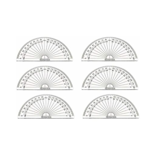 Classmaster 180 Degree Protractor Clear Pack of 6
