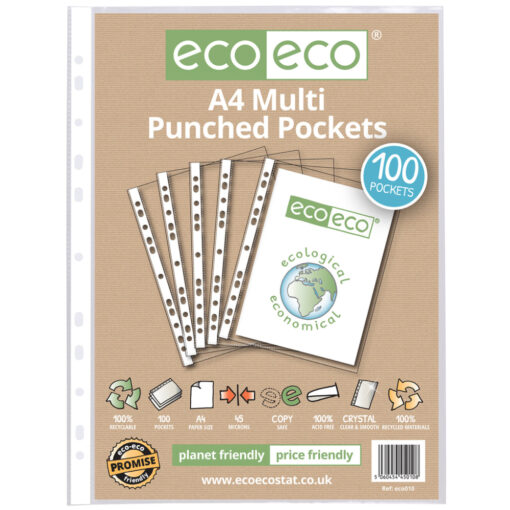 eco eco A4 Punched Pockets Pack of 100