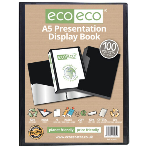 eco eco A5 Presentation Display Book 100 Pocket Black