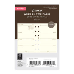Filofax Pocket Week on Two Pages Cotton Cream 2026 Diary Refill 68224