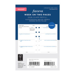 Filofax Pocket Week on Two Pages Multilanguage 2026 Diary Refill 68227