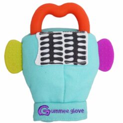 Gummee glove teething mitten Turquoise and Heart shaped ring