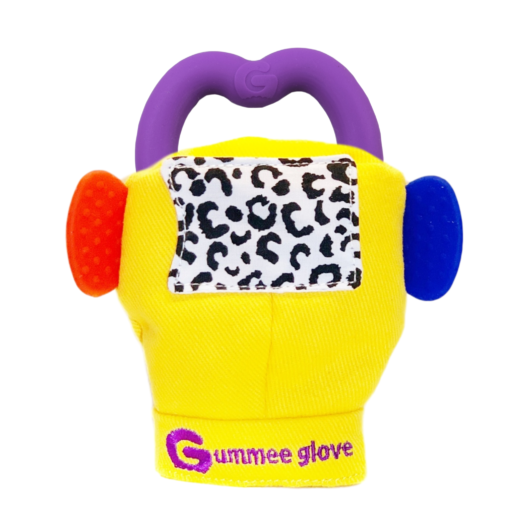 Gummee Glove Teething Mitten Yellow and Heart shaped Ring