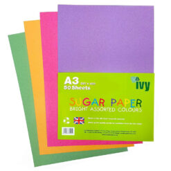 Ivy A3 Recycled Sugar Paper Bright Assorted Colours 50 Sheets