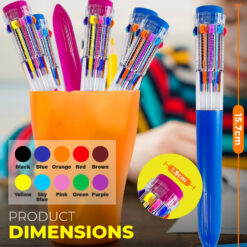 Jumbo 10 in 1 Multicolour Retractable Pens