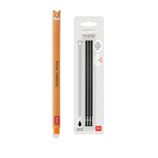 Legami Erasable Gel Pen Corgi + 3 Black Refills