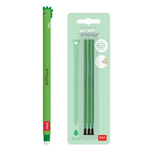 Legami Erasable Gel Pen Dino + 3 Green Refills