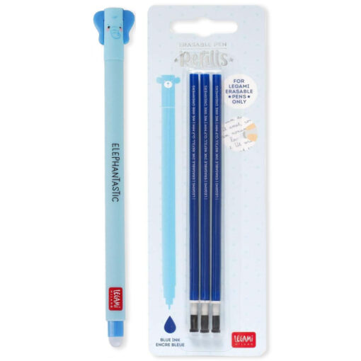 Legami Erasable Gel Pen Elephant + 3 Blue Refills