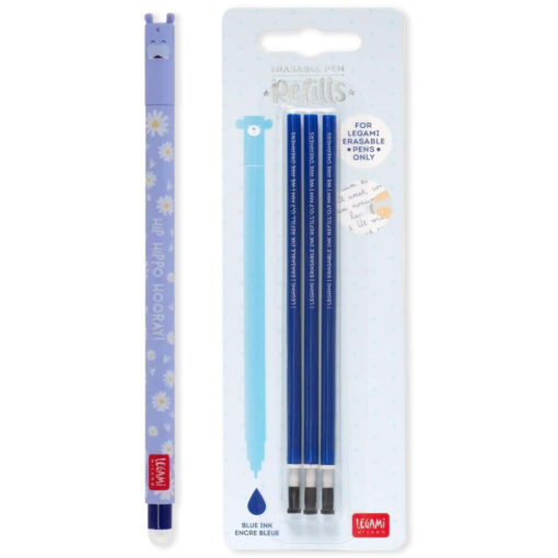 Legami Erasable Gel Pen Hippo + 3 Blue Refills