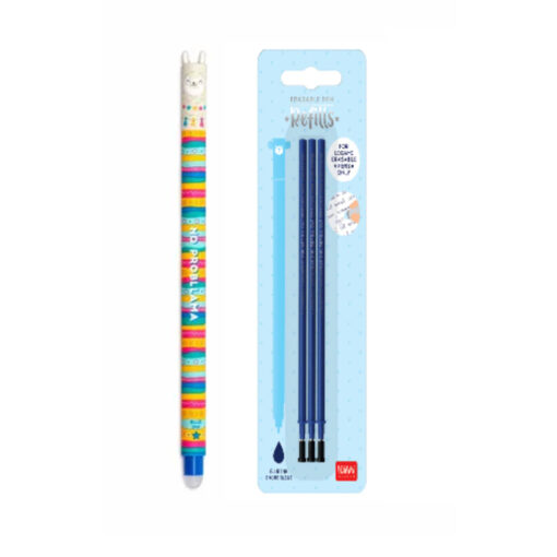 Legami Erasable Gel Pen Llama + 3 Blue Refills