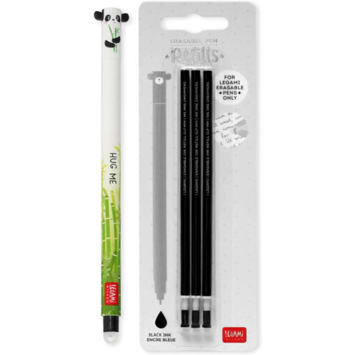 Legami Erasable Gel Pen Panda + 3 Black Refills