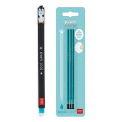 Legami Erasable Gel Pen Penguin + 3 Turquoise Refills