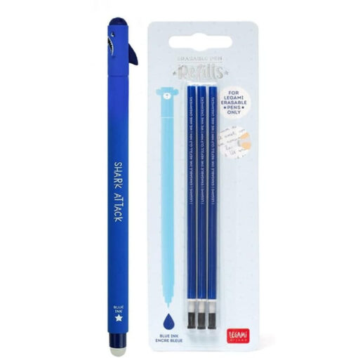 Legami Erasable Gel Pen Shark + 3 Blue Refills
