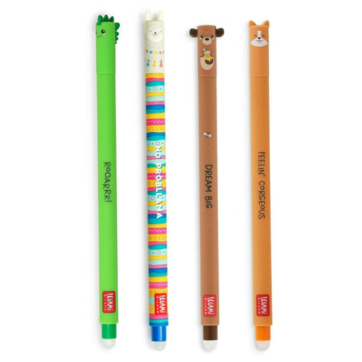 Legami Erasable Gel Pens Corgi Teddy Llama Dino Set of 4