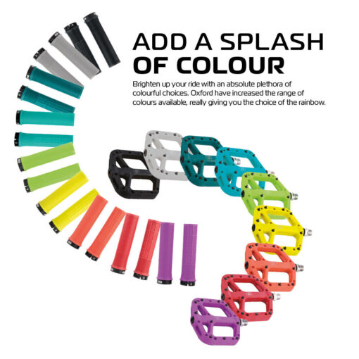 Oxford Loam 20 Nylon Flat Pedals and Matching Lock On Grips