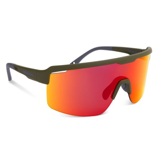 Oxford Pave Black Frame Blue or Orange Mirror Lens Sunglasses - Orange