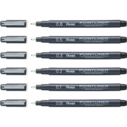 Pentel Pointliner Pen Black YS20P/5-A - 5 Pack