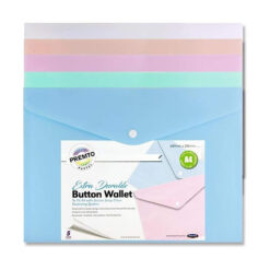 Premier Stationery Pastel Button Stud Wallets Assorted Pack of 5