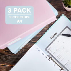 Pukka A4 Pastel Ring Binder Folder Pack of 3