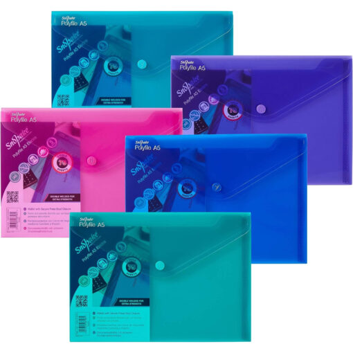 Snopake 11355 Polyfile A5 Foolscap Press Stud Wallets