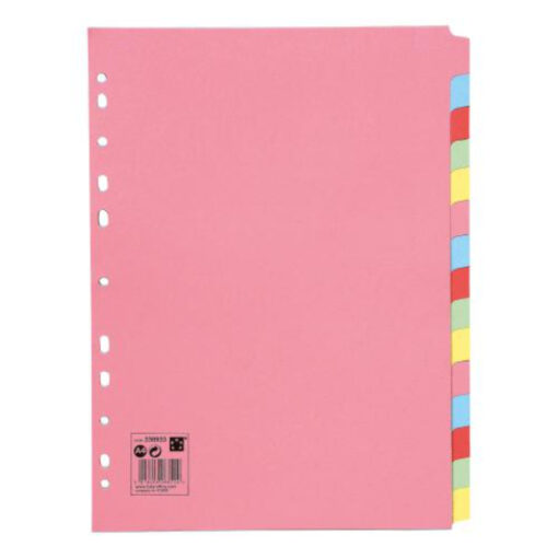 5 Star A4 15 Part Subject Dividers Multi Punched Manilla Board Multi Coloured