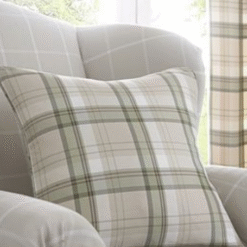 Balmoral Cushion Covers in Duck Egg Blue, Mustard Ochre or Green - green