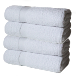 Bath Towels Set of 4 White Cotton 600GSM