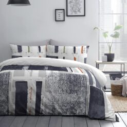 Batika Navy Duvet Cover Set & Free Fitted Sheet