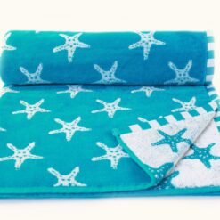Beach Towel Blue Star Fish Large Luxury Velour