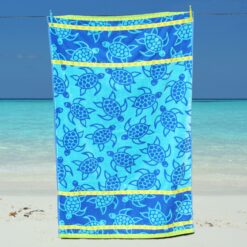Beach Towel Blue Turtles Large Luxury Velour