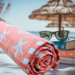 Beach Towel Coral Starfish Large Luxury Velour