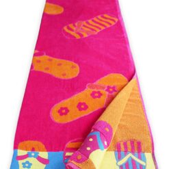 Beach Towel Pink Flip Flop Large Luxury Velour