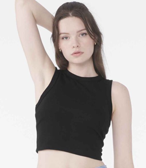 Bella Ladies Micro Rib Muscle Crop Tank Top