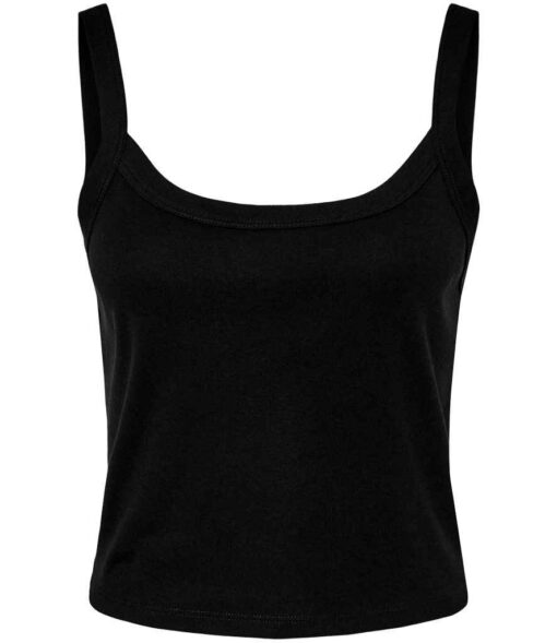Bella Ladies Micro Rib Spaghetti Strap Tank Top - Solid Black Blend, XXL