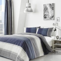 Blue & Grey Striped Duvet Cover Set Betley