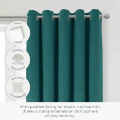 Bottle Green Eyelet Curtains Thermal Interlined - 45x72-114x183cm