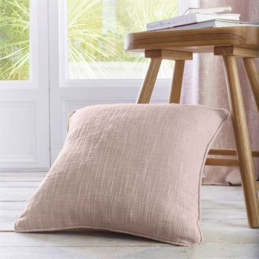 Boucle Pink Blush Piped Edge Cushion Cover 45 x 45 cm