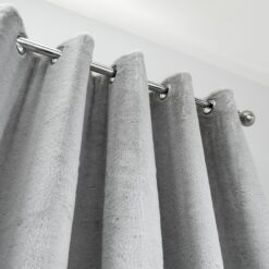 Brigitte Curtains Silver Faux Fur 66 x 54 " by BY CAPRICE HOME
