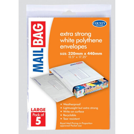 County Polythene Mailing Bags Large Size 320mm x 440mm Pack 5