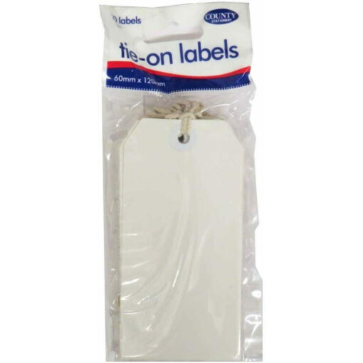 County Tie on Luggage Label Storage Card Tags with String 10 Pk Large White