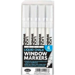 County White Liquid Chalk Window Marker Pens Pack 4