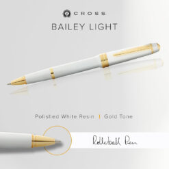 Cross Bailey Rollerball Pen White Resin with Gold Plated Trim AT0745-10