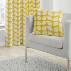 Delft Yellow Skandi Leaf Pattern Cushion by Fusion
