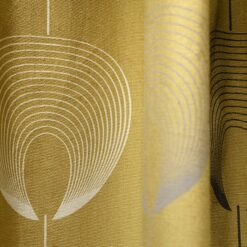 Delta Yellow Geometric Flower Print Eyelet Curtains