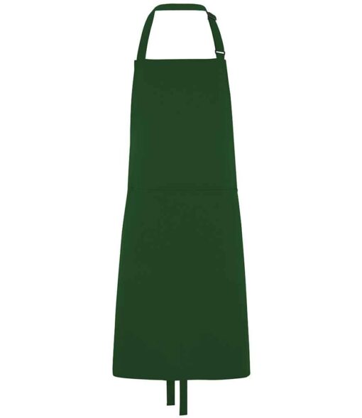 Dennys Polyester Bib Apron with Pocket - Bottle Green