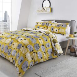 Dotty Sheep in Yellow and White Duvet Cover Set by Fusion - king-bed